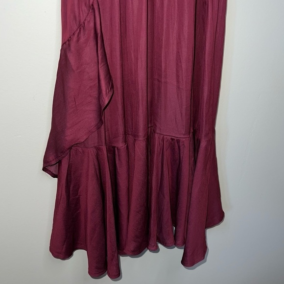 LOFT Garnet Red Flounce Midi Halter Dress Size Medium - Picture 7 of 16